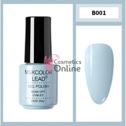 Oja Semipermanenta MSKCOLOR LEAD Soak Off UV/LED Cod 001 Blue Saphire + 1 Pigment oglinda Cadou